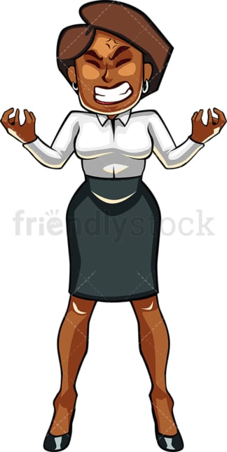 Black business woman in anger. PNG - JPG and vector EPS file formats (infinitely scalable). Image isolated on transparent background.