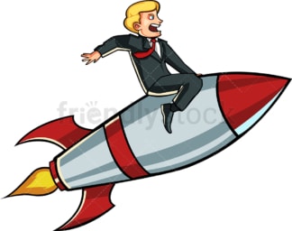 Businessman on a rocket. PNG - JPG and vector EPS file formats (infinitely scalable). Image isolated on transparent background.