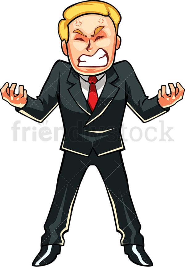 Infuriated businessman. PNG - JPG and vector EPS file formats (infinitely scalable). Image isolated on transparent background.