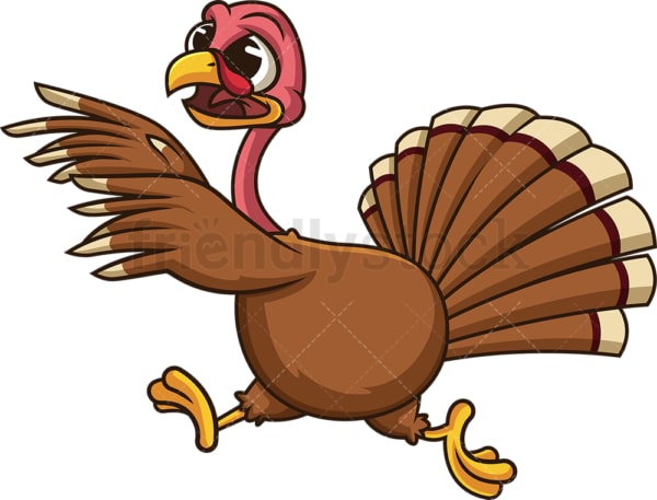 Scared turkey running away. PNG - JPG and vector EPS (infinitely scalable). Image isolated on transparent background.