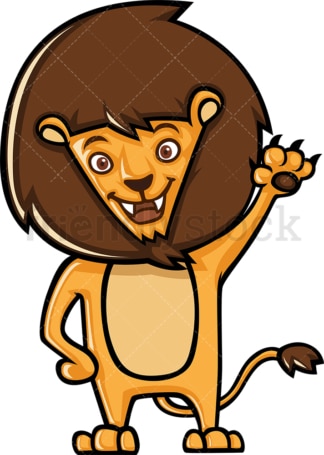 Happy lion waving. PNG - JPG and vector EPS (infinitely scalable).