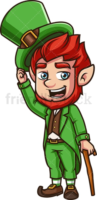 Leprechaun taking off his hat. PNG - JPG and vector EPS (infinitely scalable).