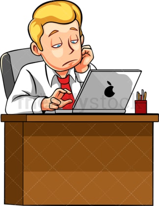 Man bored at work. PNG - JPG and vector EPS file formats (infinitely scalable). Image isolated on transparent background.
