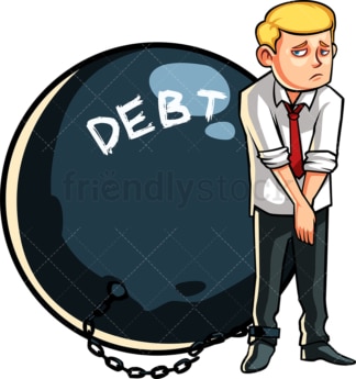Business man in debt. PNG - JPG and vector EPS file formats (infinitely scalable). Image isolated on transparent background.