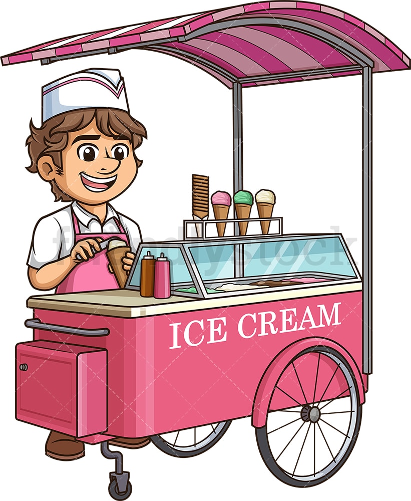 Happy Ice Cream Man Cartoon Clipart Vector FriendlyStock
