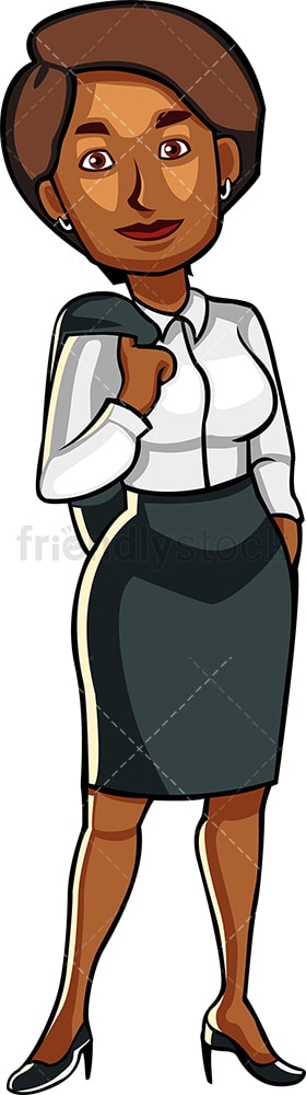 Relaxed black businesswoman. PNG - JPG and vector EPS file formats (infinitely scalable). Image isolated on transparent background.