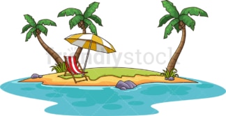 Tropical island with beach chair. PNG - JPG and vector EPS (infinitely scalable).