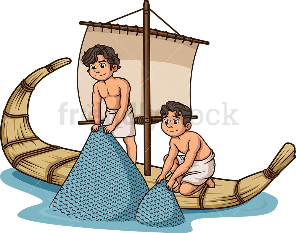 Download Ancient World Fishermen Fishing Cartoon Vector Clipart ...
