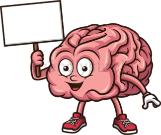 Brain holding blank sign. PNG - JPG and vector EPS (infinitely scalable).