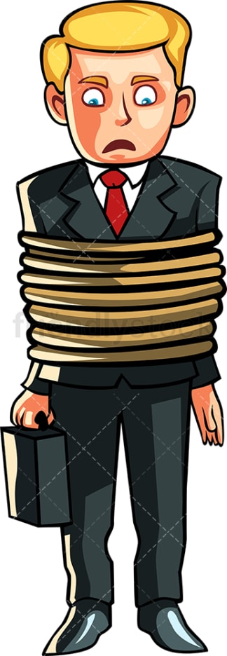 Businessman tied up. PNG - JPG and vector EPS file formats (infinitely scalable). Image isolated on transparent background.