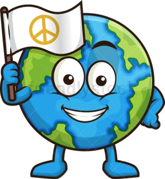 Earth waving white flag. PNG - JPG and vector EPS (infinitely scalable).