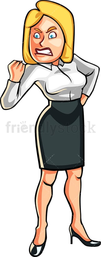 Furious business woman. PNG - JPG and vector EPS file formats (infinitely scalable). Image isolated on transparent background.
