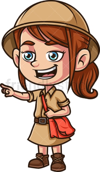 Happy little girl explorer. PNG - JPG and vector EPS (infinitely scalable).