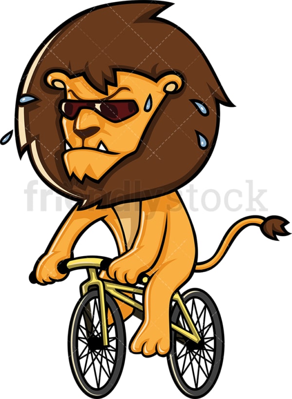Lion riding a bicycle. PNG - JPG and vector EPS (infinitely scalable).