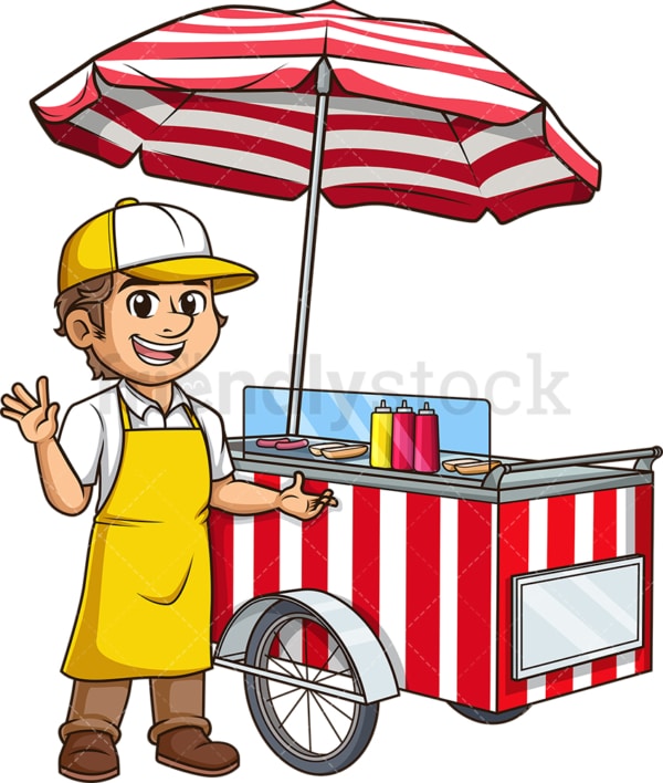 Male hot dog seller. PNG - JPG and vector EPS (infinitely scalable).