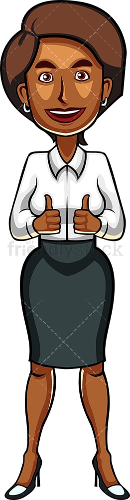 Black female giving the thumbs up. PNG - JPG and vector EPS file formats (infinitely scalable). Image isolated on transparent background.