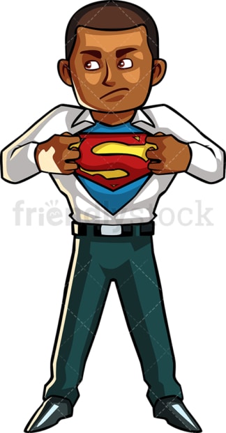 Black man unveiling superpowers. PNG - JPG and vector EPS file formats (infinitely scalable). Image isolated on transparent background.
