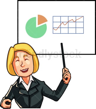 Businesswoman giving presentation. PNG - JPG and vector EPS file formats (infinitely scalable). Image isolated on transparent background.