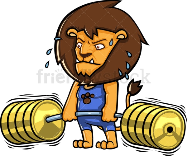 Fierce lion bodybuilder lifting weights. PNG - JPG and vector EPS (infinitely scalable).