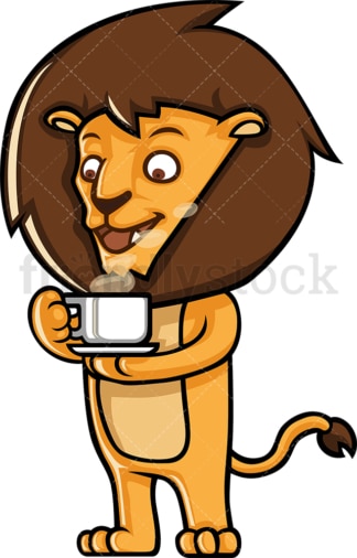 Lion drinking coffee. PNG - JPG and vector EPS (infinitely scalable).