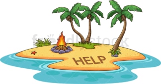 Island with help distress signal. PNG - JPG and vector EPS (infinitely scalable).
