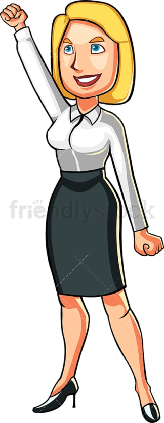 Triumphant businesswoman looking skyward. PNG - JPG and vector EPS file formats (infinitely scalable). Image isolated on transparent background.