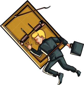 Businessman caught in mouse trap. PNG - JPG and vector EPS file formats (infinitely scalable). Image isolated on transparent background.