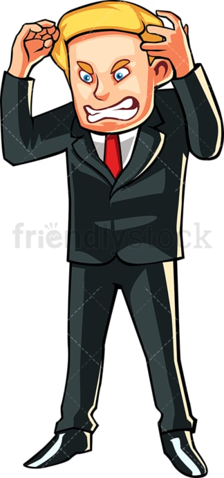 Businessman going crazy. PNG - JPG and vector EPS file formats (infinitely scalable). Image isolated on transparent background.