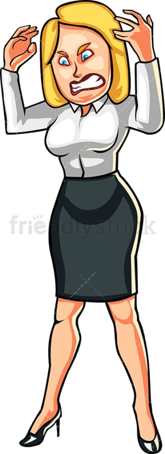 Businesswoman going crazy. PNG - JPG and vector EPS file formats (infinitely scalable). Image isolated on transparent background.