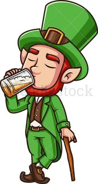 Leprechaun drinking beer. PNG - JPG and vector EPS (infinitely scalable). Image isolated on transparent background.