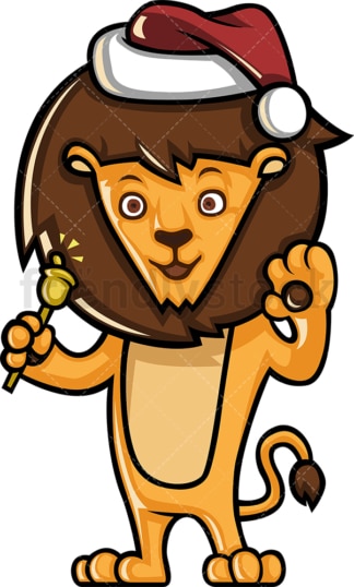 Lion wearing santa hat. PNG - JPG and vector EPS (infinitely scalable).