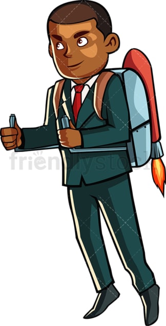 Black man with jetpack. PNG - JPG and vector EPS file formats (infinitely scalable). Image isolated on transparent background.