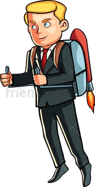 Businessman with jetpack. PNG - JPG and vector EPS file formats (infinitely scalable). Image isolated on transparent background.