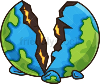 Shattered earth cut in half. PNG - JPG and vector EPS file formats (infinitely scalable). Image isolated on transparent background.