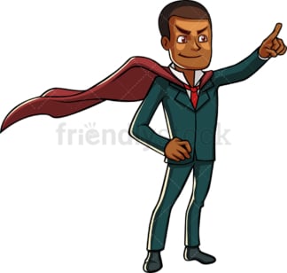 Black businessman with superhero cape. PNG - JPG and vector EPS file formats (infinitely scalable). Image isolated on transparent background.
