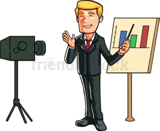 Business man recording himself. PNG - JPG and vector EPS file formats (infinitely scalable). Image isolated on transparent background.