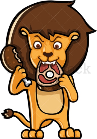 Lion eating meat. PNG - JPG and vector EPS (infinitely scalable).