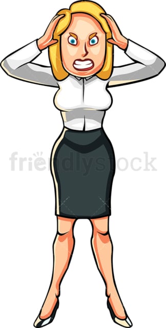 Upset businesswoman. PNG - JPG and vector EPS file formats (infinitely scalable). Image isolated on transparent background.