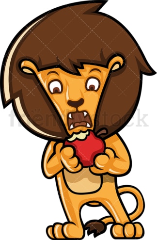 Lion eating an apple. PNG - JPG and vector EPS (infinitely scalable).