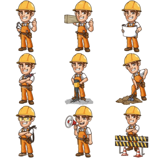 Construction worker. PNG - JPG and infinitely scalable vector EPS - on white or transparent background.
