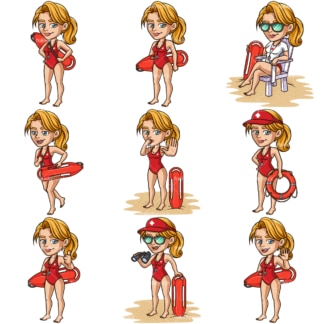 Female lifeguards. PNG - JPG and vector EPS file formats (infinitely scalable). Image isolated on transparent background.