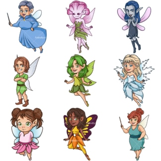 Pixie fairies. PNG - JPG and infinitely scalable vector EPS - on white or transparent background.