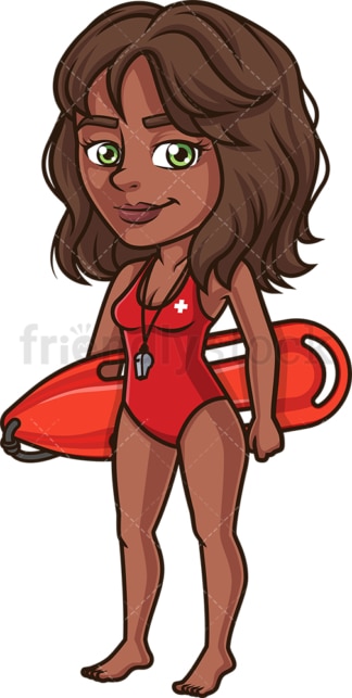 Black female lifeguard. PNG - JPG and vector EPS (infinitely scalable). Image isolated on transparent background.