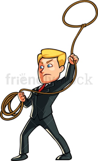Business man throwing lasso rope. PNG - JPG and vector EPS file formats (infinitely scalable). Image isolated on transparent background.