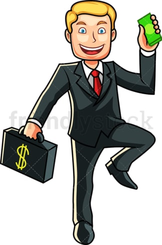 Businessman holding wad of cash. PNG - JPG and vector EPS file formats (infinitely scalable). Image isolated on transparent background.