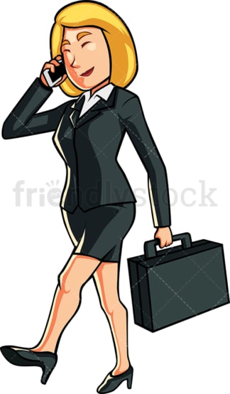 Happy businesswoman on the phone. PNG - JPG and vector EPS file formats (infinitely scalable). Image isolated on transparent background.