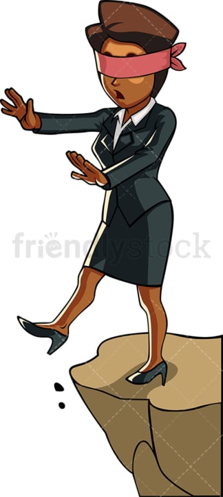 Black businesswoman with blindfold. PNG - JPG and vector EPS file formats (infinitely scalable). Image isolated on transparent background.