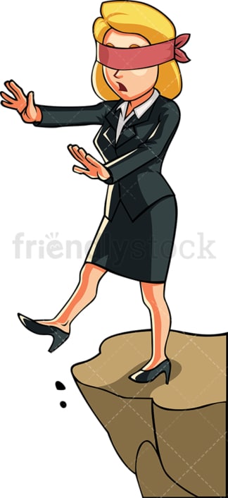 Blindfolded businesswoman. PNG - JPG and vector EPS file formats (infinitely scalable). Image isolated on transparent background.