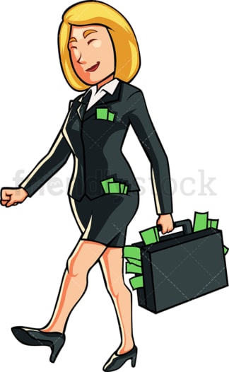 Businesswoman with lots of cash. PNG - JPG and vector EPS file formats (infinitely scalable). Image isolated on transparent background.