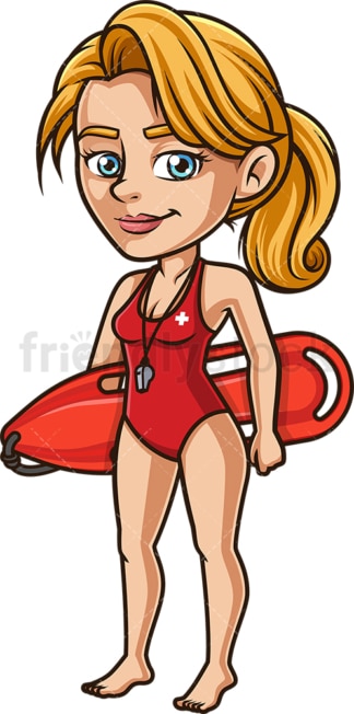Female lifeguard with rescue can. PNG - JPG and vector EPS (infinitely scalable). Image isolated on transparent background.